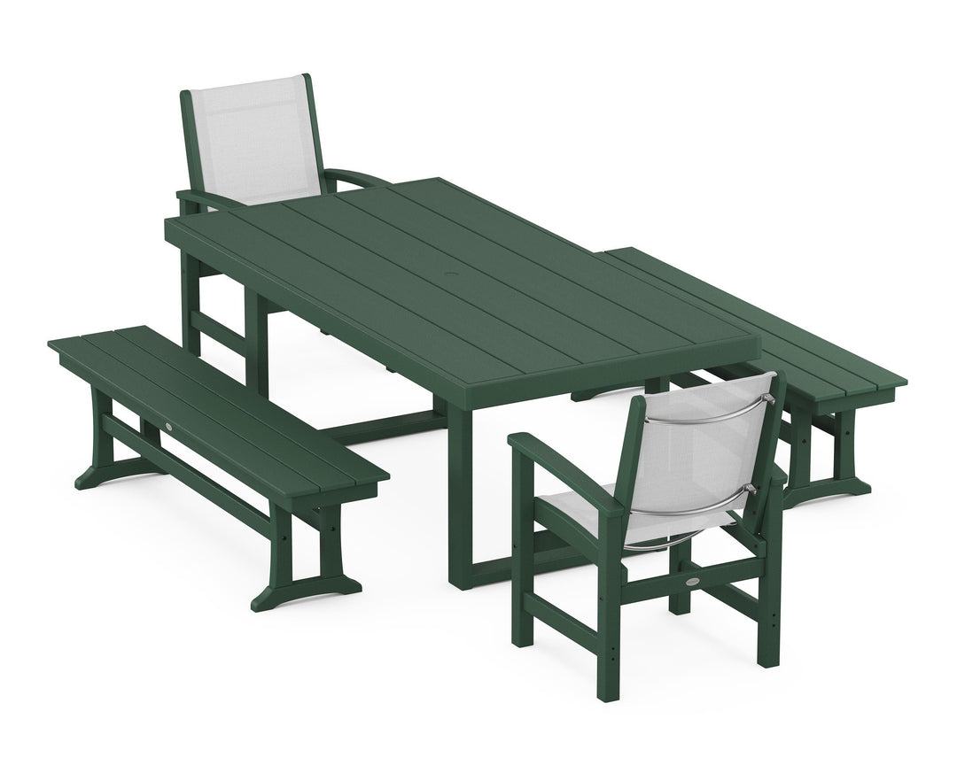 POLYWOOD® Coastal 5-Piece Dining Set with Trestle Legs