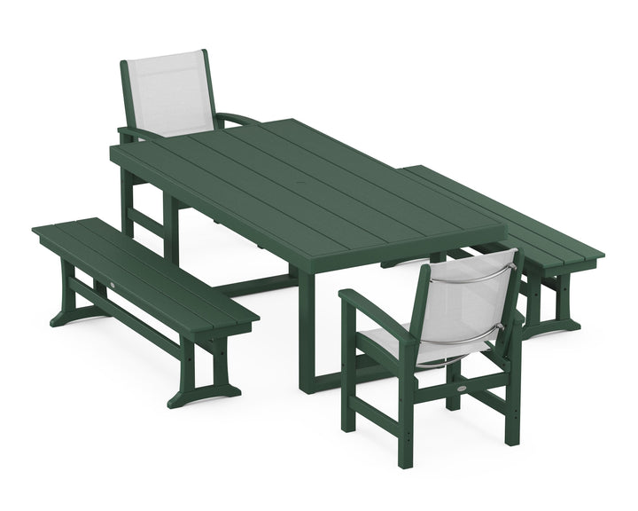 POLYWOOD® Coastal 5-Piece Dining Set with Trestle Legs
