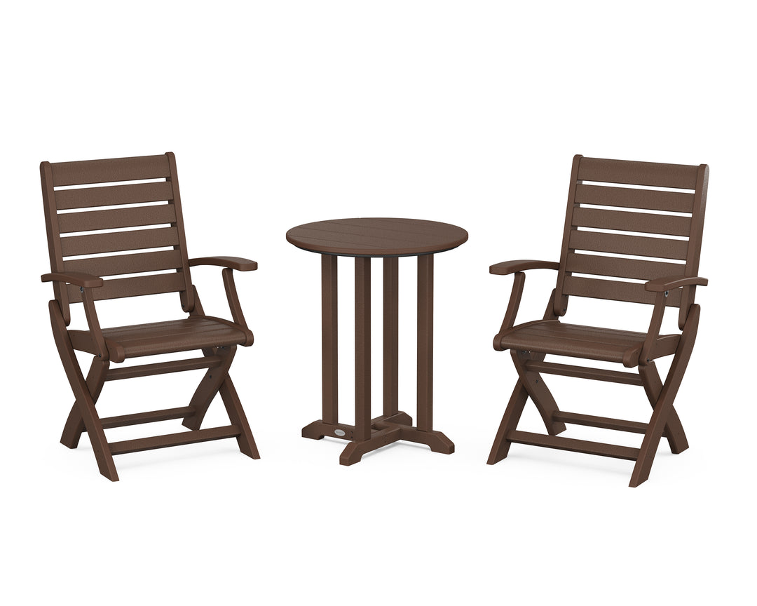 POLYWOOD® Signature Folding Chair 3-Piece Round Farmhouse Bistro Dining Set