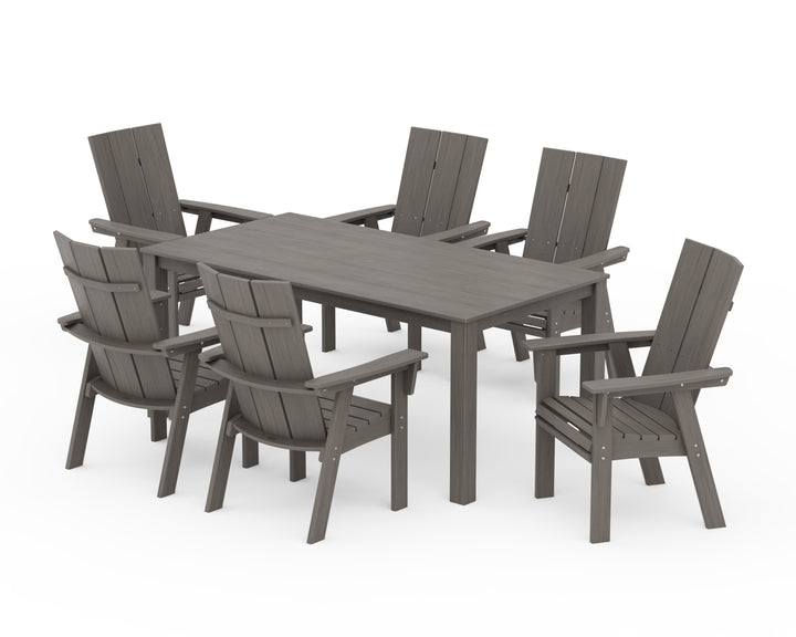 POLYWOOD® Modern Curveback Adirondack 7-Piece Parsons Dining Set