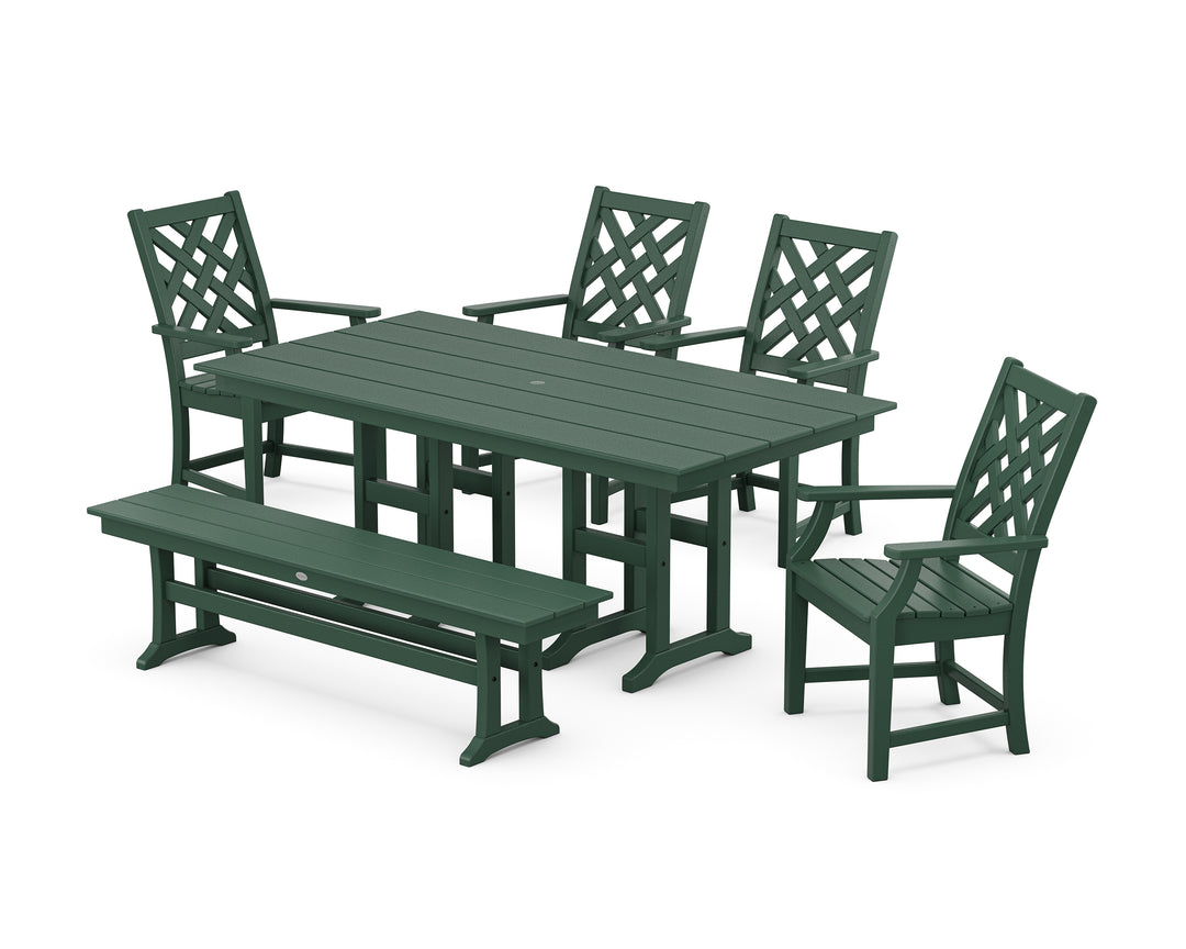 Country Living Wovendale 6-Piece Farmhouse Dining Set with Bench