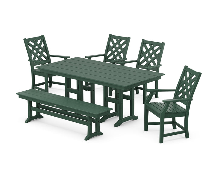 Country Living Wovendale 6-Piece Farmhouse Dining Set with Bench