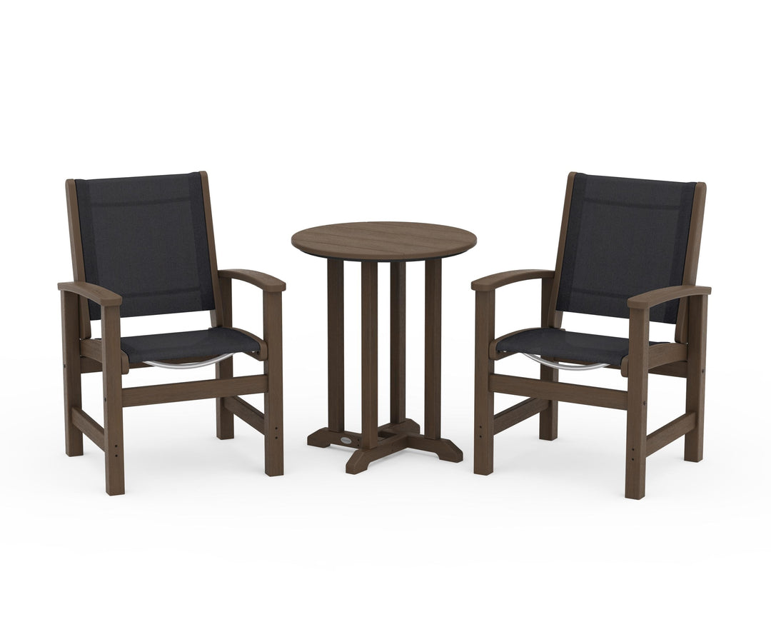 POLYWOOD® Coastal 3-Piece Round Bistro Dining Set