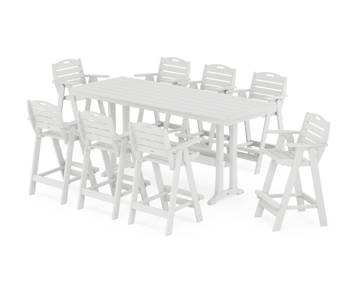 POLYWOOD® Nautical 9-Piece Bar Set with Trestle Legs
