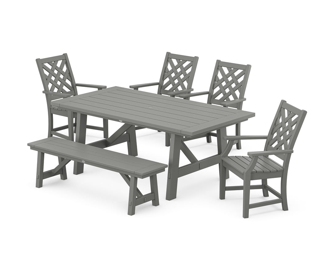 Country Living Wovendale 6-Piece Rustic Farmhouse Dining Set with Bench