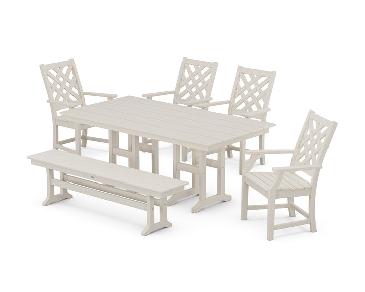 Country Living Wovendale 6-Piece Farmhouse Dining Set with Bench