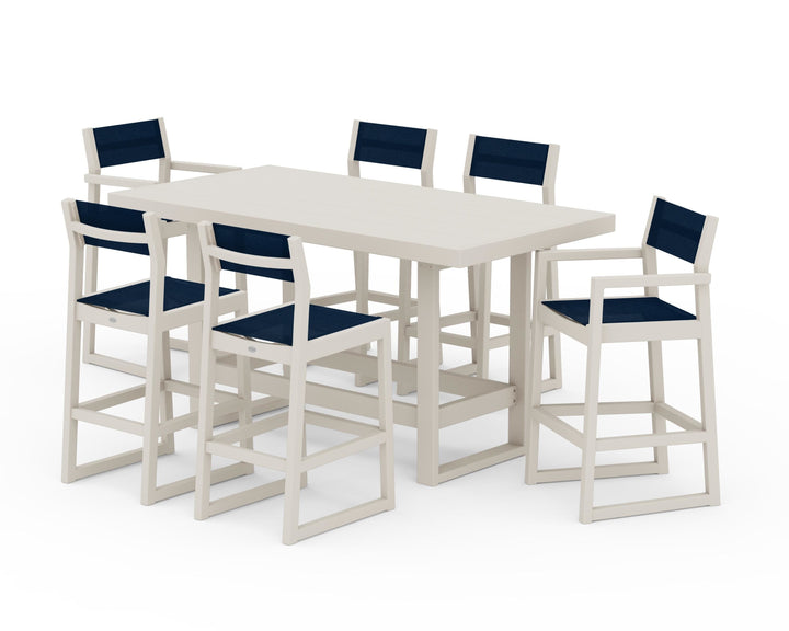 POLYWOOD® EDGE Sling 7-Piece Bar Table Set