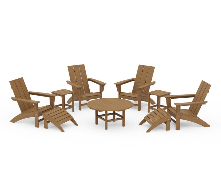 POLYWOOD® Modern Adirondack Chair 9-Piece Conversation Set