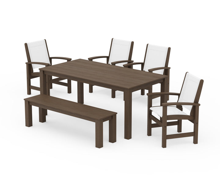 POLYWOOD® Coastal 6-Piece Parsons Dining Set with Bench
