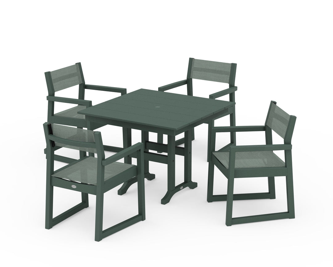 POLYWOOD® EDGE Sling Arm Chair 5-Piece Farmhouse Dining Set