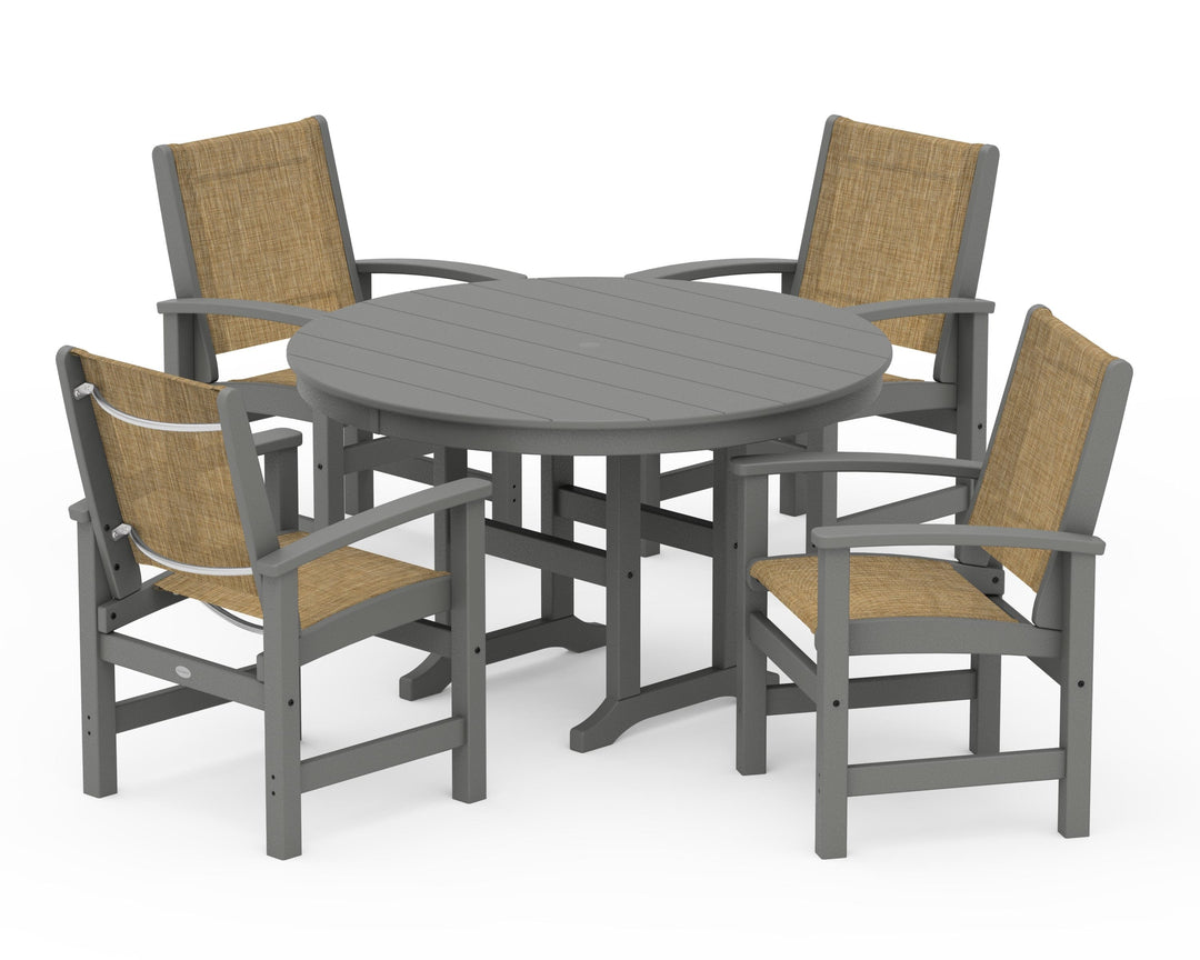 POLYWOOD® Coastal 5-Piece Round Farmhouse Dining Set
