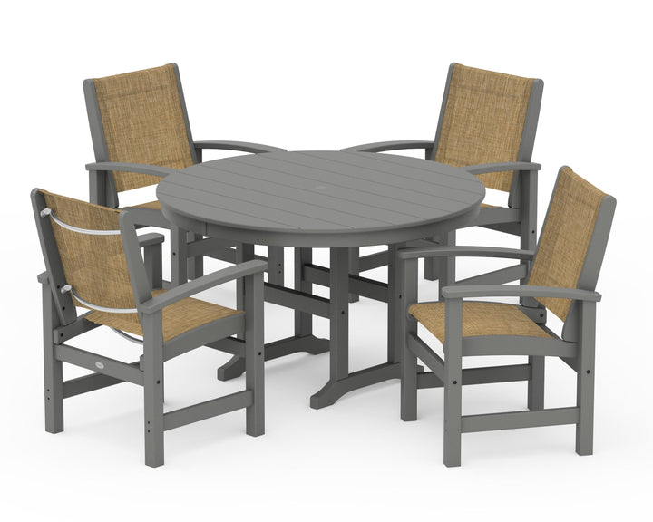 POLYWOOD® Coastal 5-Piece Round Farmhouse Dining Set