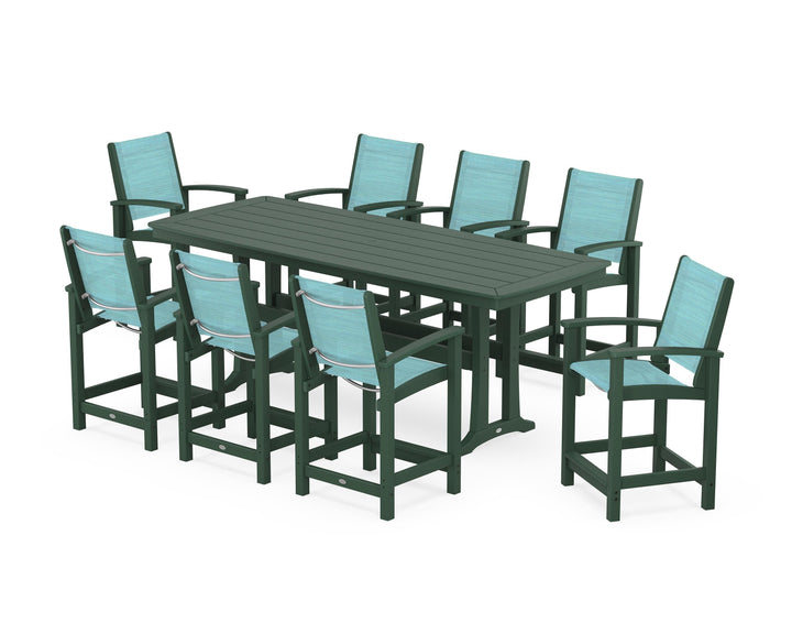 POLYWOOD® Coastal 9-Piece Counter Set with Trestle Legs