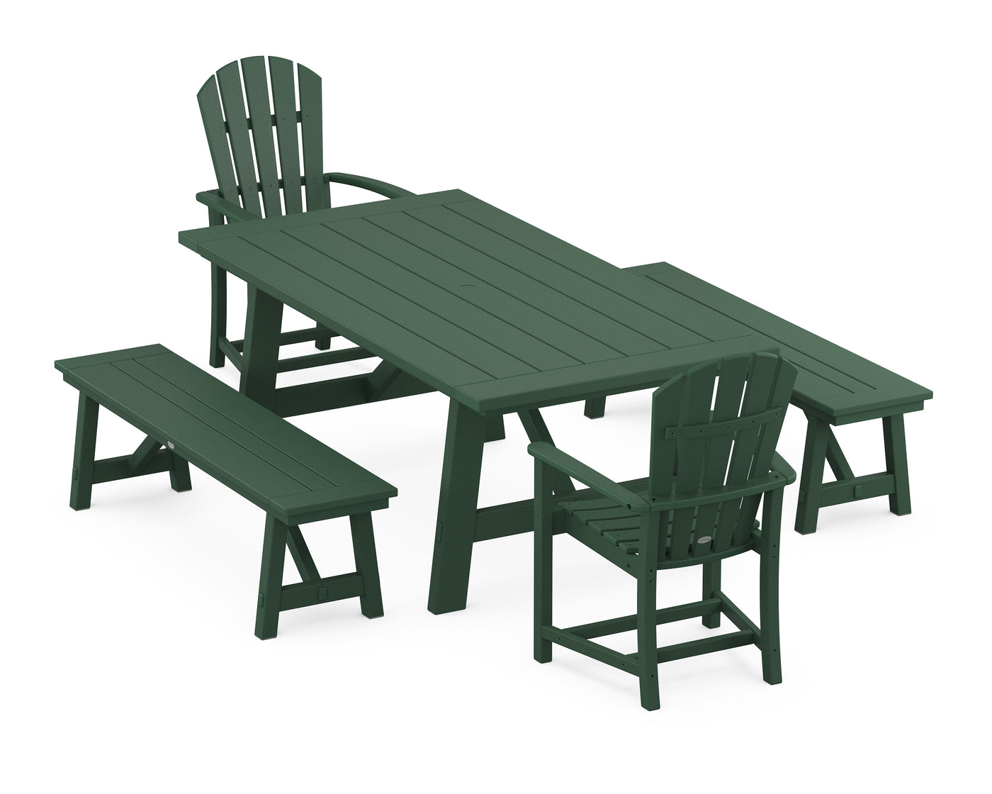 Palm Coast 5-Piece Rustic Farmhouse Dining Set With Benches