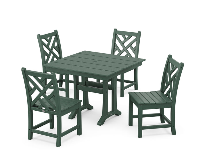 POLYWOOD® Chippendale 5-Piece Farmhouse Trestle Side Chair Dining Set