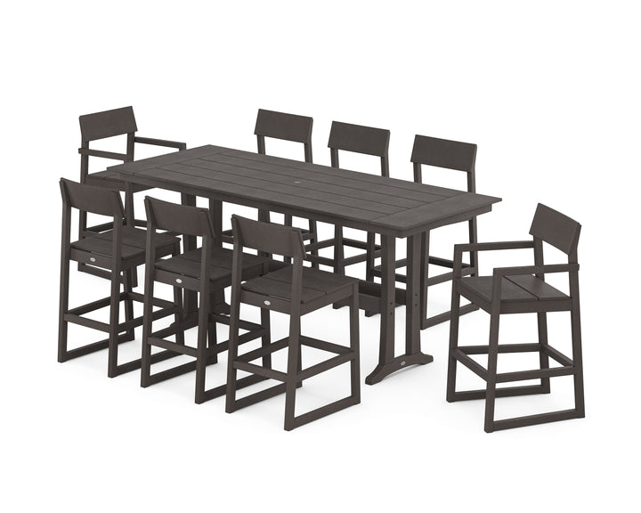 POLYWOOD® EDGE 9-Piece Farmhouse Bar Set with Trestle Legs