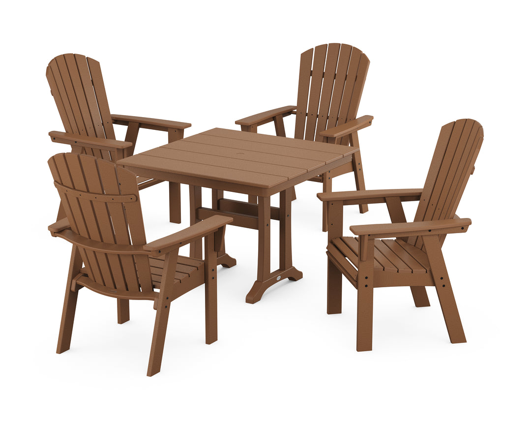 POLYWOOD® Nautical Adirondack 5-Piece Farmhouse Dining Set With Trestle Legs