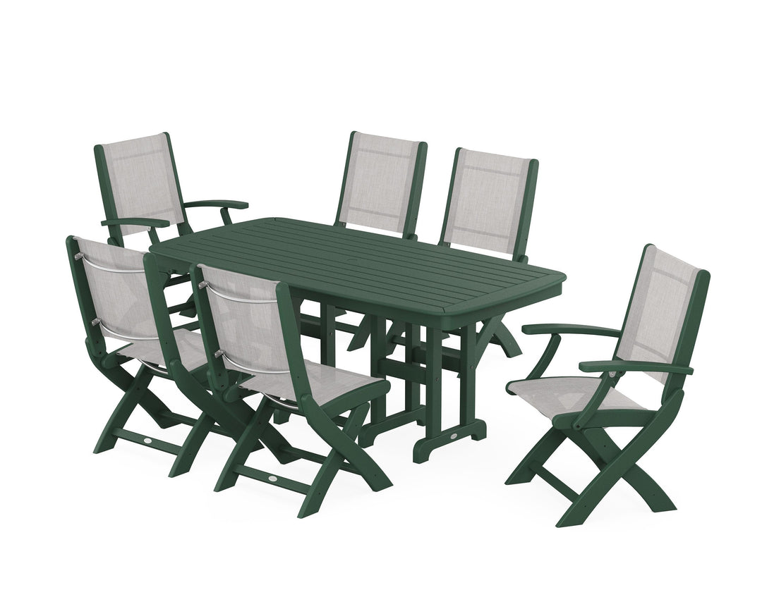 POLYWOOD® Coastal Folding Chair 7-Piece Dining Set
