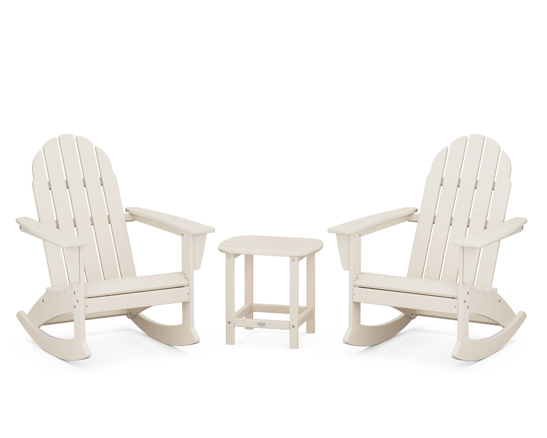 POLYWOOD® Vineyard 3-Piece Adirondack Rocking Chair Set with South Beach 18" Side Table