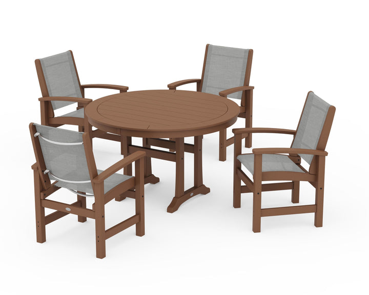 POLYWOOD® Coastal 5-Piece Round Dining Set with Trestle Legs