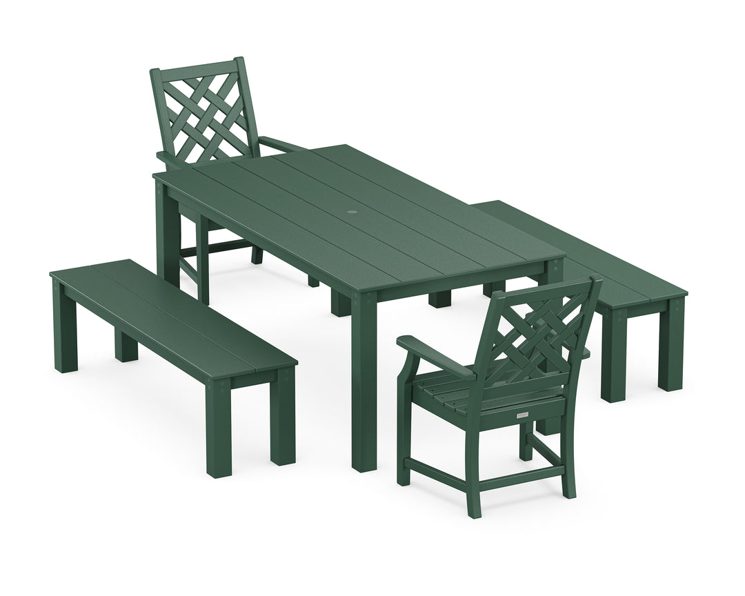 Country Living Wovendale 5-Piece Parsons Dining Set with Benches