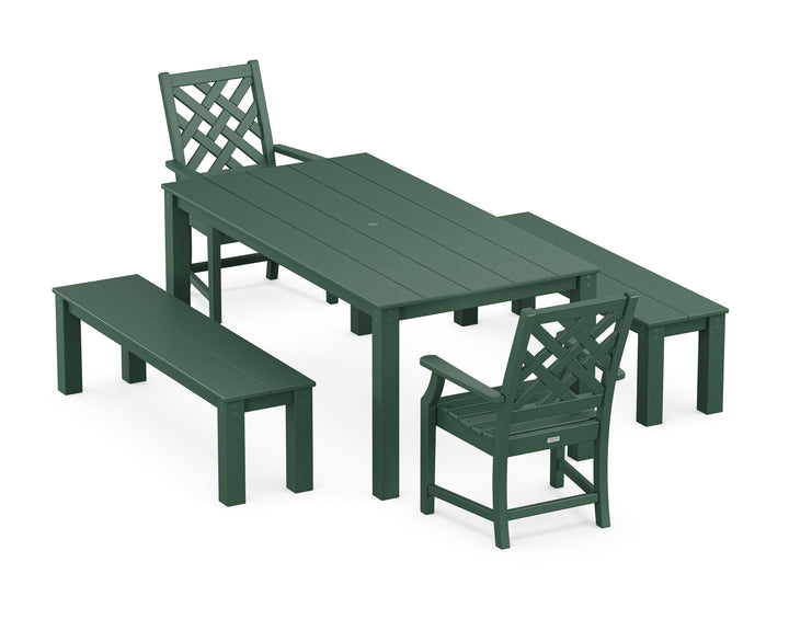 Country Living Wovendale 5-Piece Parsons Dining Set with Benches