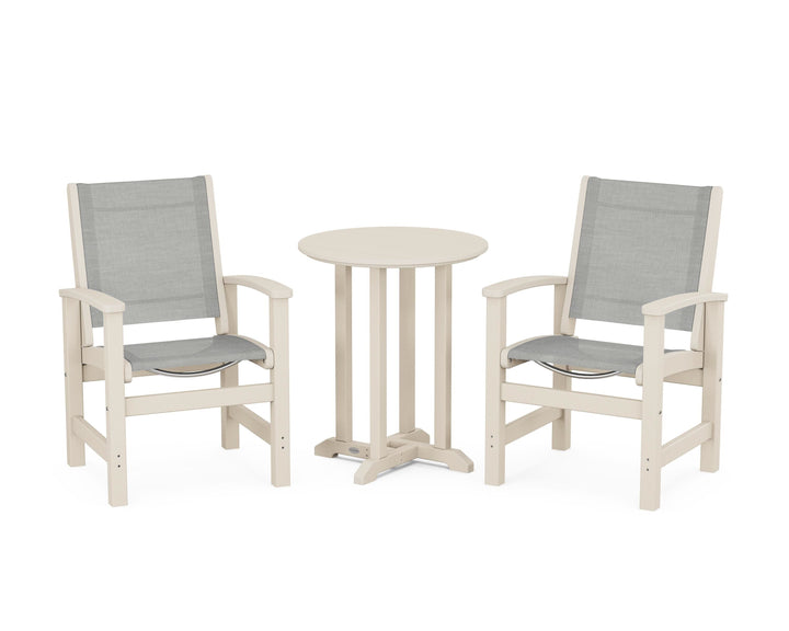 POLYWOOD® Coastal 3-Piece Round Bistro Dining Set