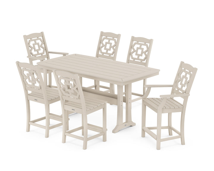 Martha Stewart by POLYWOOD® Chinoiserie 7-Piece Counter Set with Trestle Legs