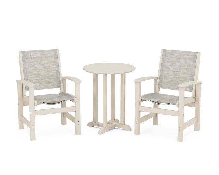 POLYWOOD® Coastal 3-Piece Round Bistro Dining Set