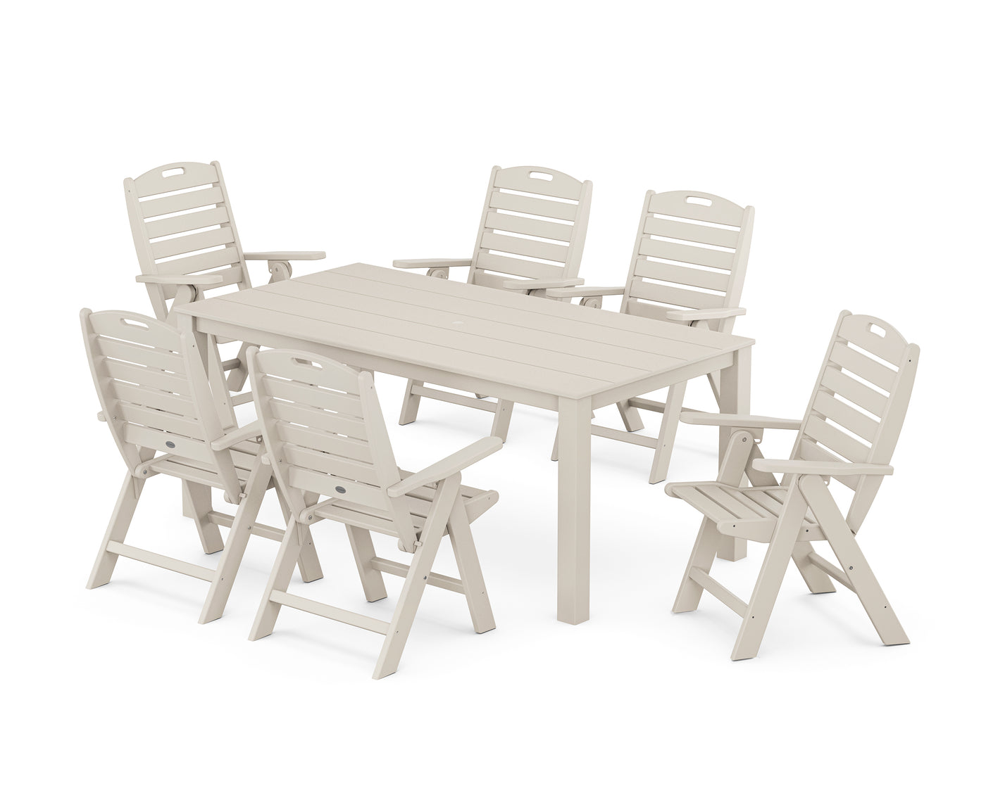 Nautical Folding Highback Chair 7-Piece Parsons Dining Set