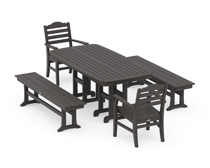POLYWOOD® Savannah 5-Piece Dining Set with Benches