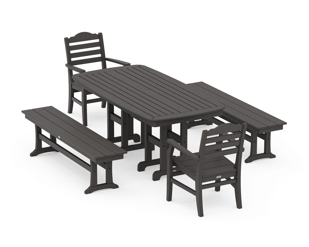 POLYWOOD® Savannah 5-Piece Dining Set with Benches