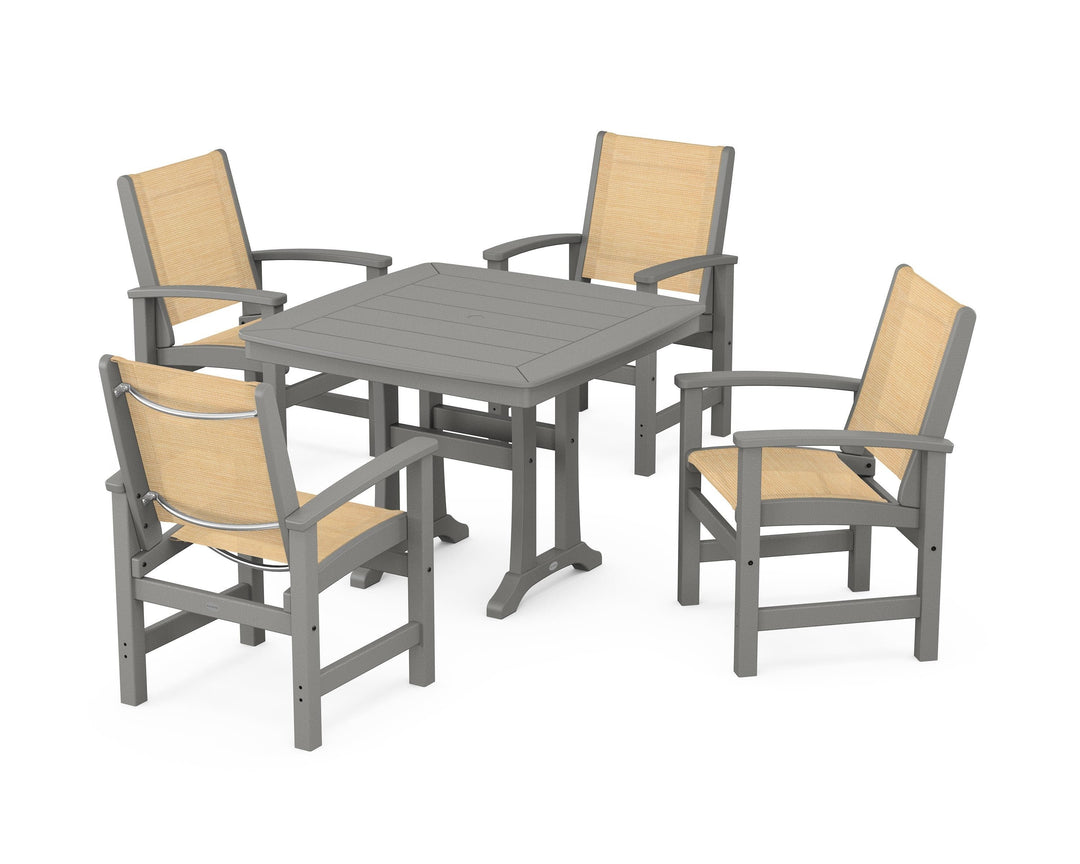 POLYWOOD® Coastal 5-Piece Dining Set with Trestle Legs