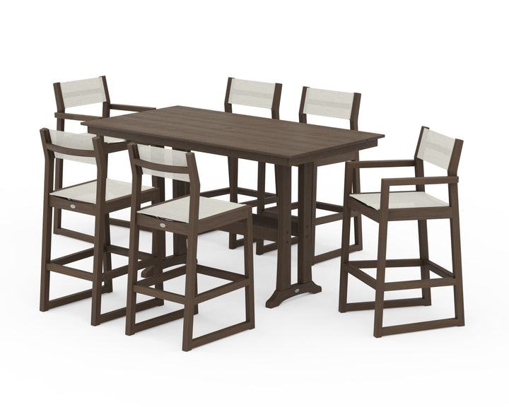 POLYWOOD® EDGE Sling 7-Piece Farmhouse Bar Set with Trestle Legs