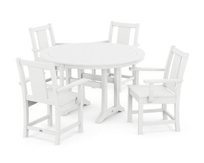 Prairie 5-Piece Round Dining Set with Trestle Legs