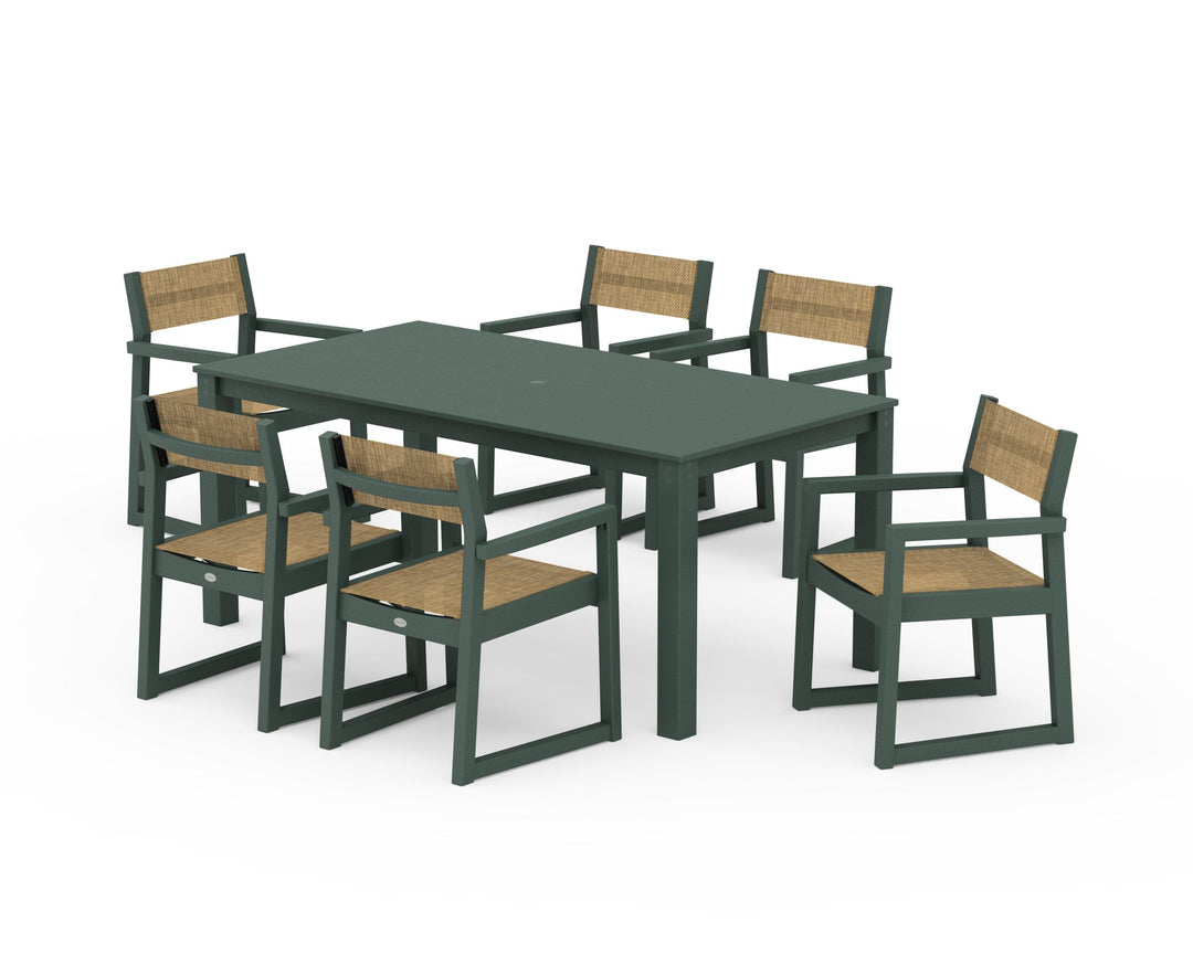 POLYWOOD® EDGE Sling Arm Chair 7-Piece Parsons Dining Set