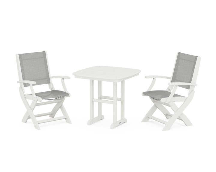 POLYWOOD® Coastal Folding Chair 3-Piece Dining Set