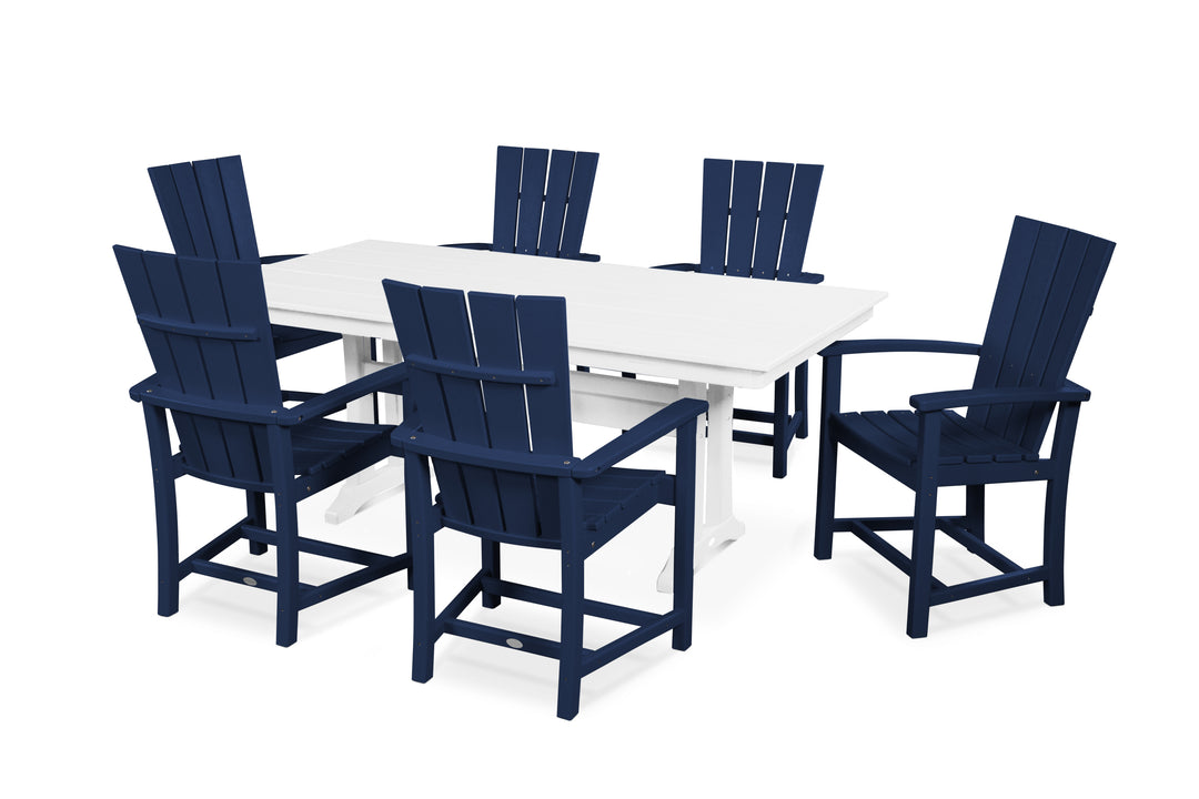 POLYWOOD® Quattro 7-Piece Farmhouse Dining Set with Trestle Legs
