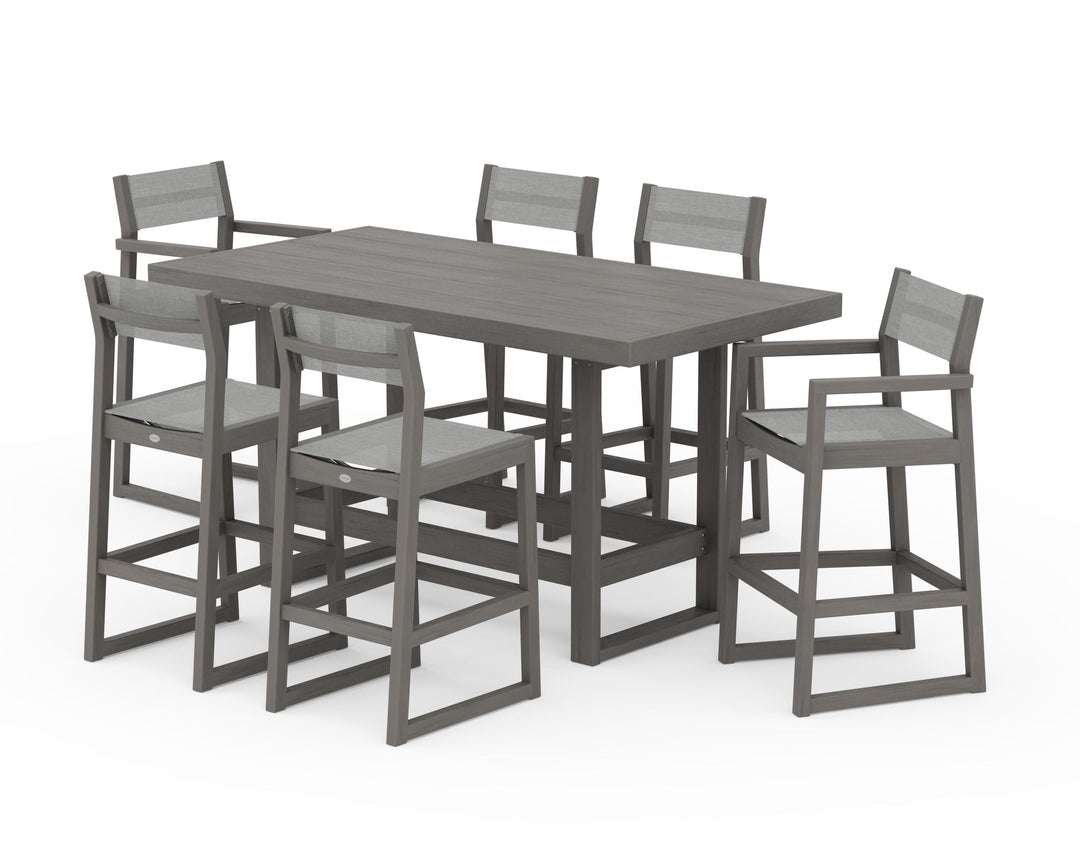 POLYWOOD® EDGE Sling 7-Piece Bar Table Set