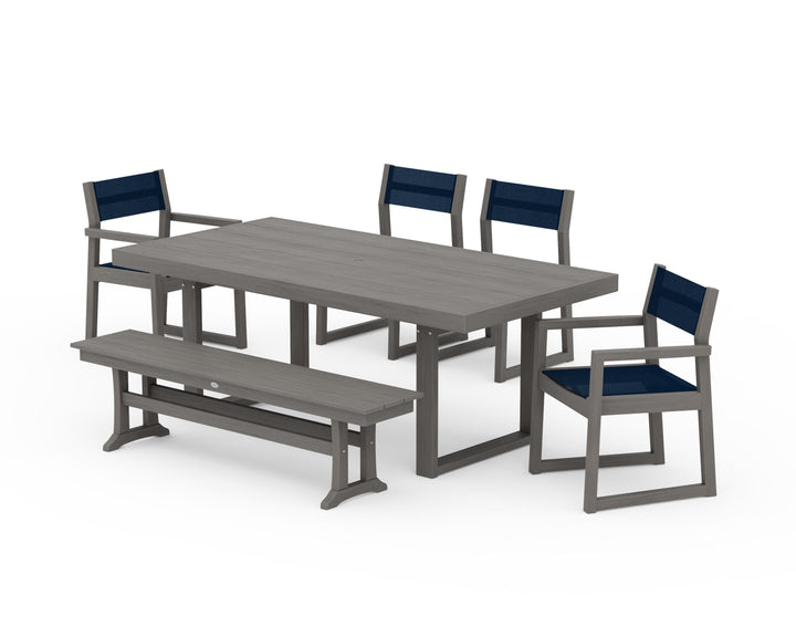 POLYWOOD® EDGE Sling 6-Piece Dining Set with Bench