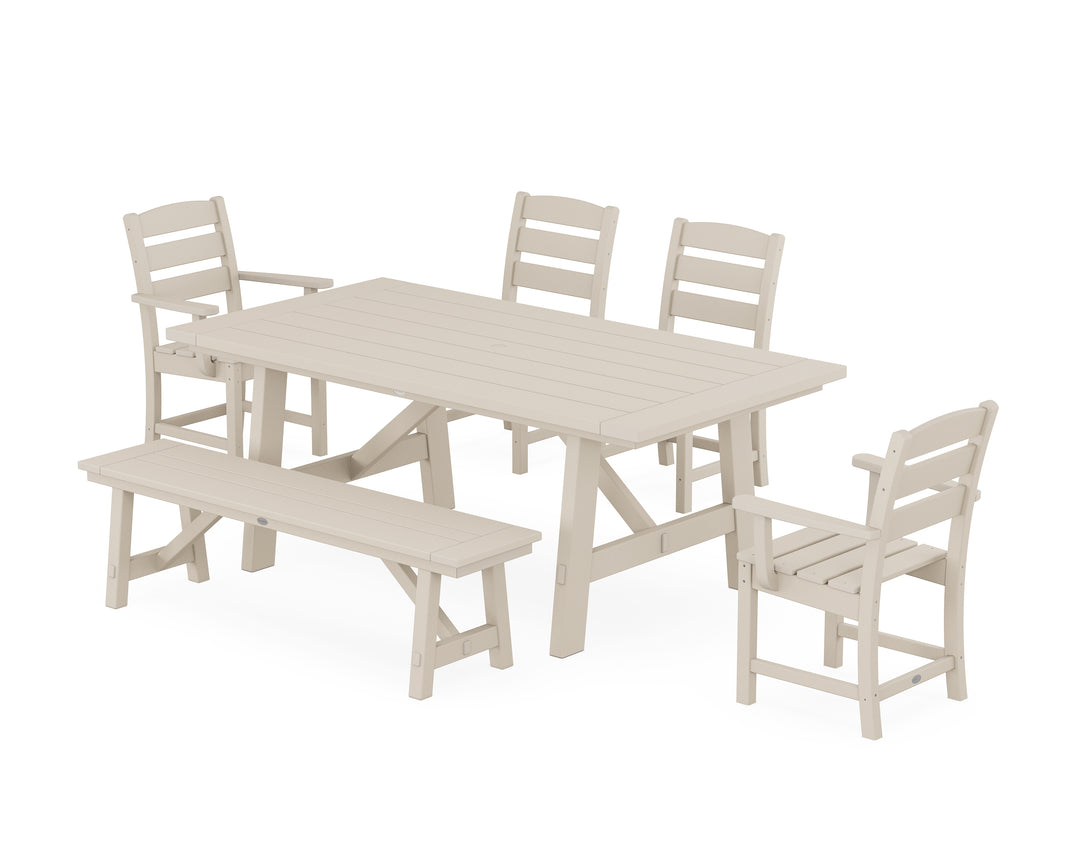 POLYWOOD® Lakeside 6-Piece Rustic Farmhouse Dining Set With Bench
