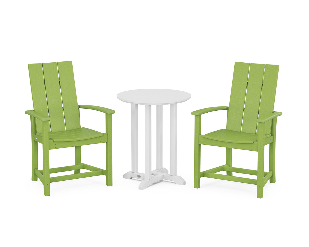 POLYWOOD® Modern Adirondack 3-Piece Round Farmhouse Bistro Dining Set
