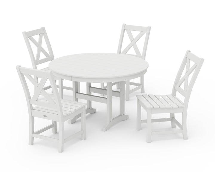 POLYWOOD® Braxton Side Chair 5-Piece Round Dining Set