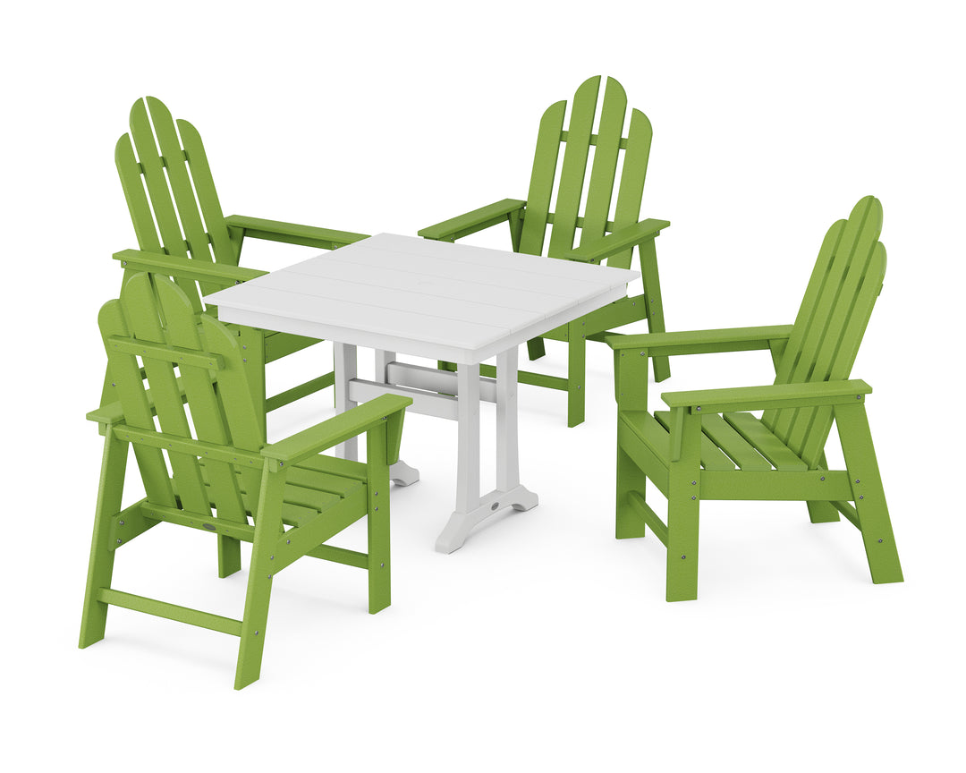POLYWOOD® Long Island 5-Piece Farmhouse Dining Set With Trestle Legs