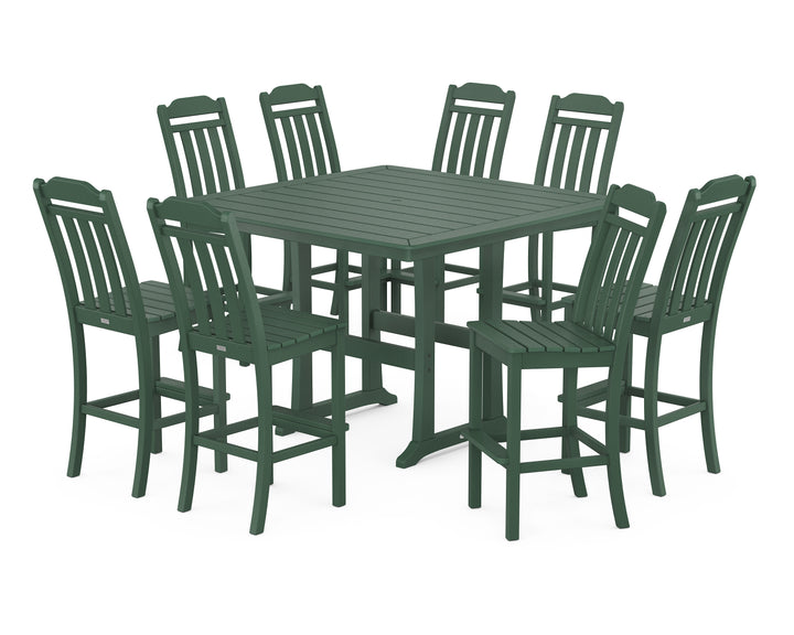 Country Living Cottage 9-Piece Square Side Chair Bar Set with Trestle Legs