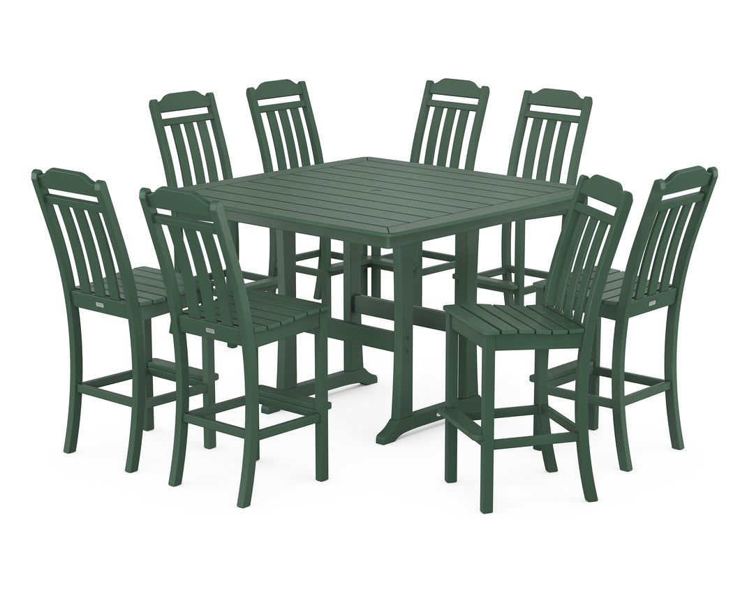 Country Living Cottage 9-Piece Square Side Chair Bar Set with Trestle Legs