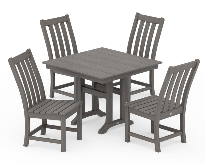 POLYWOOD® Vineyard 5-Piece Farmhouse Trestle Side Chair Dining Set