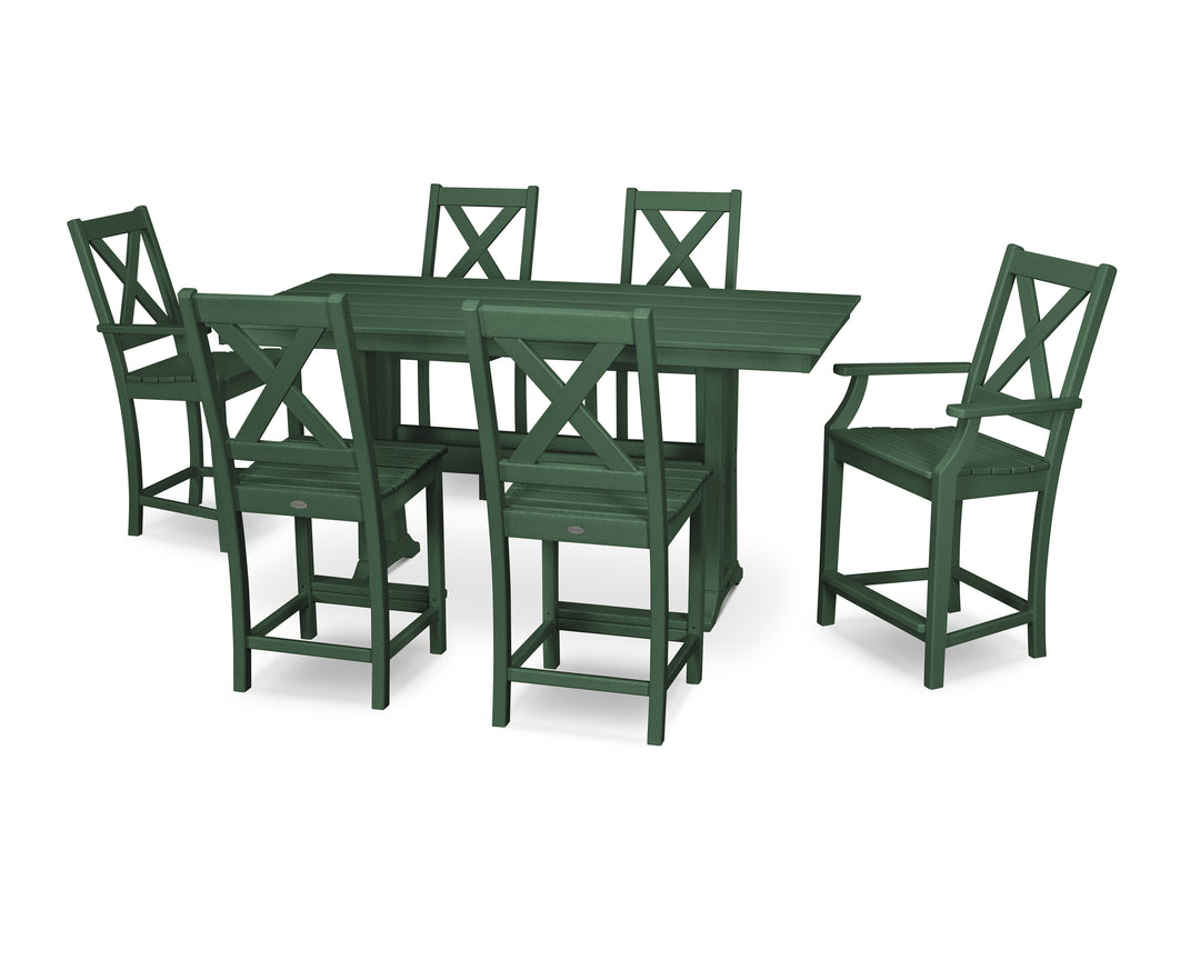 POLYWOOD® Braxton 7-Piece Farmhouse Trestle Counter Set