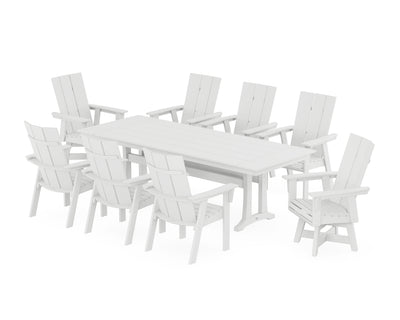 Modern Curveback Adirondack Swivel 9-Piece Farmhouse Dining Set with Trestle Legs