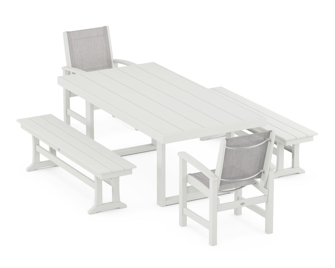 POLYWOOD® Coastal 5-Piece Dining Set with Trestle Legs